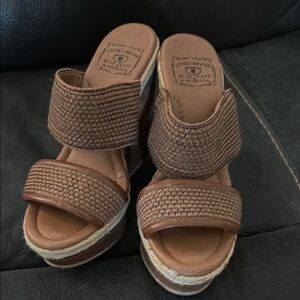 Lucky Brand Women's Brown Woven Platform Sandals